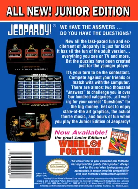 Jeopardy! Junior Edition (USA) box cover back